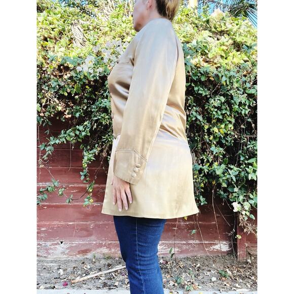 Vintage Oversized Champagne Satin Blazer Jacket Size L/XL - Picture 3 of 5